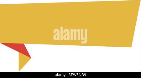 A simple and modern yellow banner label featuring a creative red folded corner. Perfect for business promotions, sales, discounts, or web design eleme Stock Vector