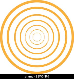 A simple and modern graphic design featuring a series of concentric circles in bright yellow and orange colors. This minimalist vector illustration is Stock Vector