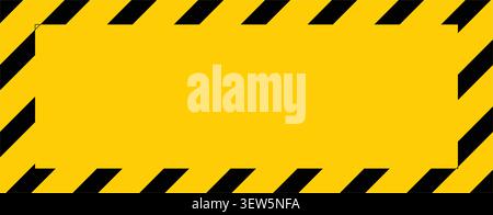 A rectangular hazard warning sign featuring a bold yellow center and black diagonal striped borders. This graphic is ideal for safety signage, constru Stock Vector