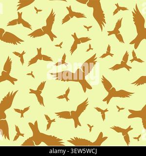 Gold Birds Seamless Pattern Design Vector Stock Vector