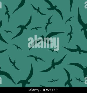 Birds Fly Seamless Pattern Design Vector Stock Vector