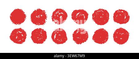 Abstract grunge circle collection. Japanese rising sun motif, ink splatter, splashes, and dust. Distressed look, with irregular hand drawn borders and Stock Vector