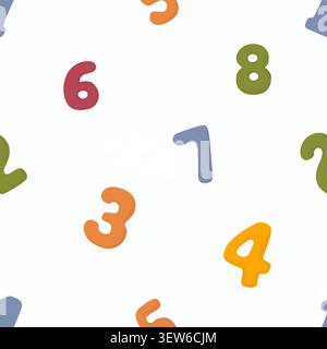 Seamless pattern with colorful numbers. Vector illustration in soft flat style. Educational background for kids learning, nursery decor, school Stock Vector
