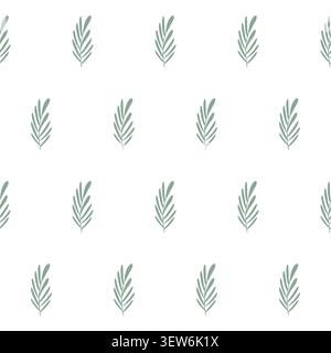 botanical simple pattern with green plants Stock Vector