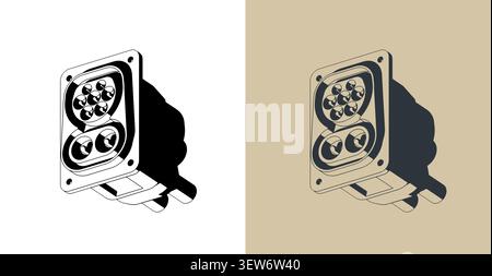 CCS Combo 2 EV charging port stylized vector illustrations Stock Vector