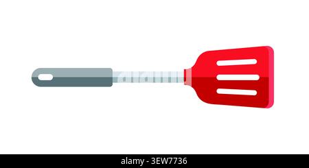 Slotted red kitchen spatula illustration Stock Vector