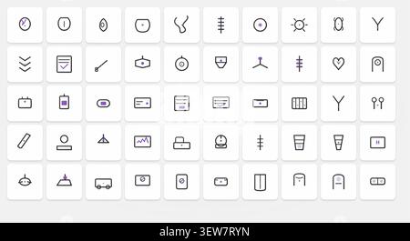 Extended Healthcare & Medical Icon Pack – Silver & Amethyst Luxury Line Art Stock Vector
