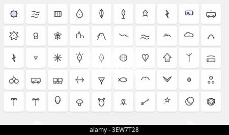 Comprehensive Nature & Sustainability Icon Pack – Silver & Amethyst Luxury Line Art Stock Vector