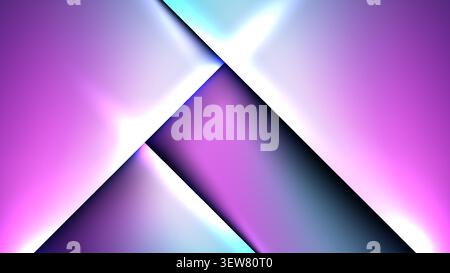 Futuristic abstract background with geometric overlapping layers neon purple and blue color gradient and glowing light effects for modern high tech di Stock Vector