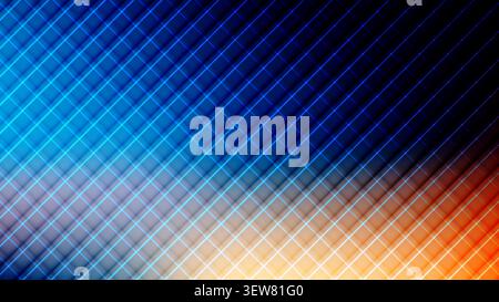 Abstract blue and orange tech background featuring a vibrant glowing grid pattern with a dramatic gradient transition for modern digital wallpapers an Stock Vector