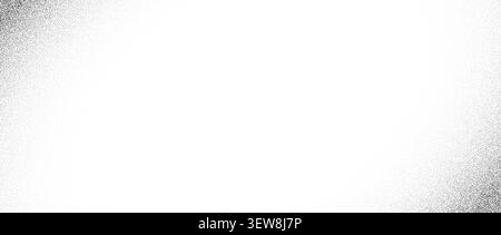 Stippled noise curved edge texture. Fading sand dotted gradient background. Rough grunge dust speckle wallpaper. Vanishing grit granule backdrop. Vector distress sprayed particles and specks overlay Stock Vector