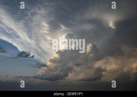 Dramatic cloud formation, cumulonimbus, typical thundercloud over the English Channel, Brittany, France Stock Photo