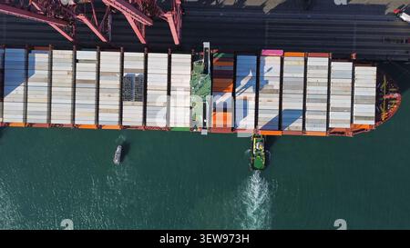 Port with cargo ship and containers Import and export Stock Photo