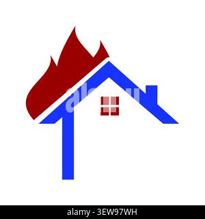 Clean fire house protection symbol featuring a bold shield and home concept for safety, emergency, prevention, rescue, security, warning, protection b Stock Vector