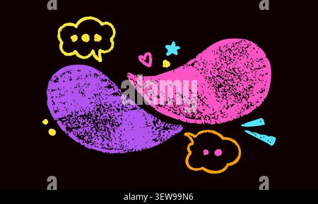 Magenta and purple crayon Irregular text boxes. Stock Vector