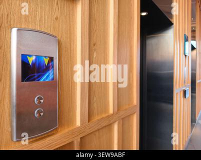Metalic elevator button for up and down Stock Photo
