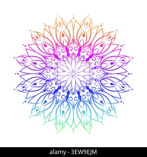 Detailed colorful mandala line art with floral decorative elements designed for adult coloring books, stress relief, art therapy, mindfulness exercise Stock Vector
