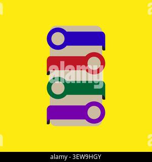 Basic geometric forms pack features colorful vector folded ribbon shapes. Vibrant collection visualizes banner. eps 10 Stock Vector