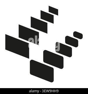 Basic geometric forms pack features black vector diagonal step shapes. Minimal collection visualizes perspective. eps 10 Stock Vector
