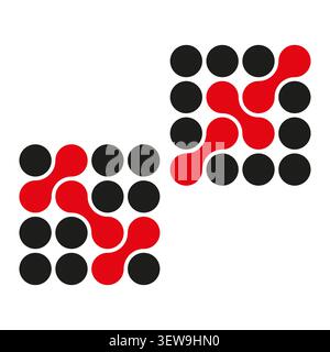 Geometric grid forms pack features red vector connected dot shapes. Vibrant collection visualizes abstract network. eps 10 Stock Vector