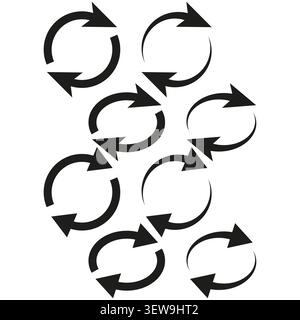 Geometric arrow forms pack features black vector circular refresh shapes. Minimal collection visualizes abstract cycle. eps 10 Stock Vector