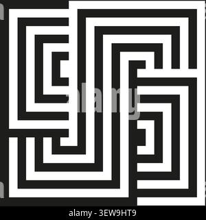 Geometric maze forms pack features black vector square labyrinth shapes. Minimal collection visualizes puzzle. eps 10 Stock Vector
