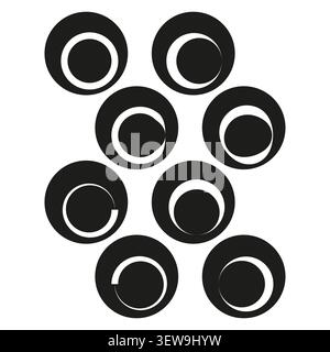 Geometric circle ring forms pack features black vector bold concentric frames. Minimal collection visualizes modern layout. eps 10 Stock Vector
