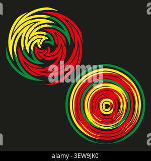 Abstract spiral swirl forms pack features colorful vector radial motion shapes. Vibrant collection visualizes dynamic energy. eps 10 Stock Vector