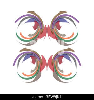 Abstract swirl forms pack features colorful vector overlapping crescent shapes. Vibrant collection visualizes symmetry. eps 10 Stock Vector