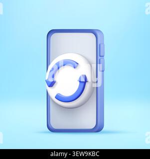 3D Smartphone with refresh icon. Stock Vector
