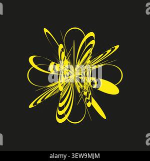 Geometric abstract forms pack features yellow vector dynamic splash shapes. Vibrant collection visualizes ribbon. eps 10 Stock Vector