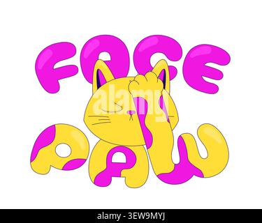 Cute facepalm cat gaming reaction illustration Stock Vector