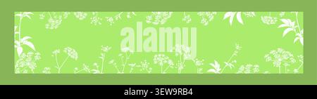 Green background frame with flowers. Hand drawn. Not AI, vector illustration. Stock Vector