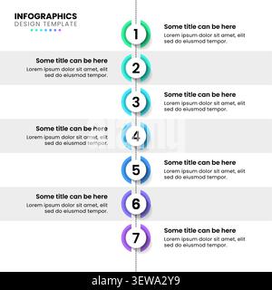 Infographic template with 7 options or steps. Line. Can be used for workflow layout, diagram, banner, webdesign. Vector illustration Stock Vector
