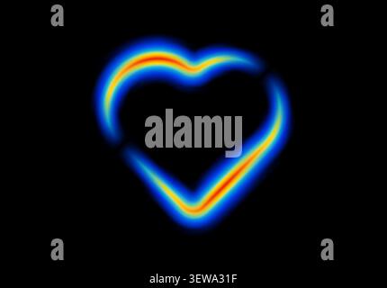 Abstract shape glowing in neon light, with heatmap color palette Stock Vector