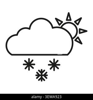 Snow cloud weather icon features outline vector element. Represents winter cold climate and morning sky forecast. eps 10 Stock Vector
