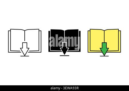 Book download arrow icon features linear vector element. Enhances digital education library and online learning process. eps 10 Stock Vector