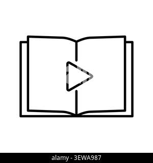 Audiobook play media button features line vector element. Enhances digital education library and online learning process. eps 10 Stock Vector