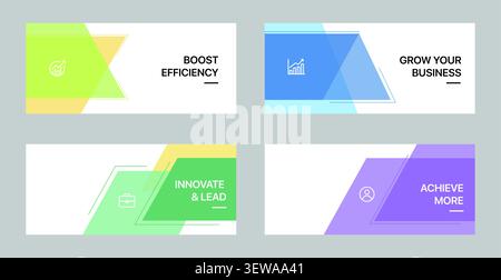 Modern corporate web banner template set with colorful geometric business promotion layouts vector Stock Vector
