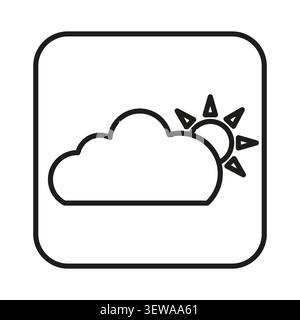Cloud sun weather icon features outline vector element. Represents autumn cold climate and morning sky forecast. eps 10 Stock Vector