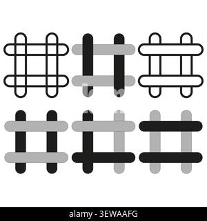 Hashtag grid sign feature black vector set. This simple geometric cross enhances modern social media layouts. eps 10 Stock Vector