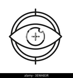 Eye vision crosshair target features black vector icon. It enhances surveillance and focus precision concepts. eps 10 Stock Vector