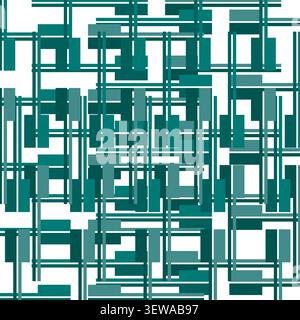 Geometric line grid feature teal vector pattern. This abstract circuit maze highlights simple modern tech backgrounds. eps 10 Stock Vector