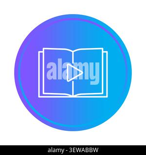 Audiobook play media button features colorful vector element. Enhances digital education library and online learning process. eps 10 Stock Vector