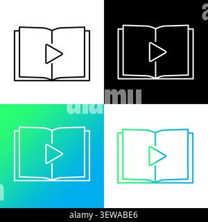 Audiobook play media button features line vector element. Enhances digital education library and online learning process. eps 10 Stock Vector