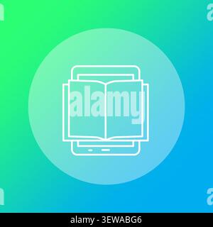 Ebook reader tablet book features colorful vector element. Enhances digital education library and online learning process. eps 10 Stock Vector