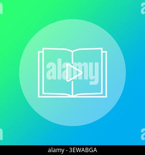 Audiobook play media button features colorful vector element. Enhances digital education library and online learning process. eps 10 Stock Vector