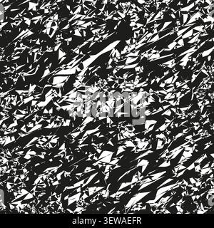 Abstract chaotic shard feature black vector pattern. This geometric camouflage polygon visualizes simple modern art backgrounds. Stock Vector