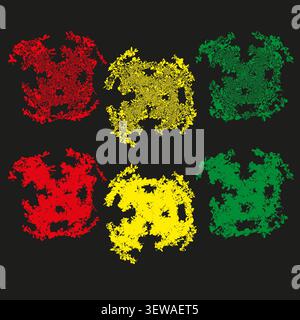 Abstract paint splash feature colorful vector set. This chaotic ink drop complements simple modern art backgrounds. Stock Vector