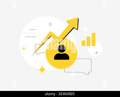 Audience growth through personal branding, engagement analytics and performance tracking. Creator visibility, audience development and marketing strategy vector illustration. Stock Vector